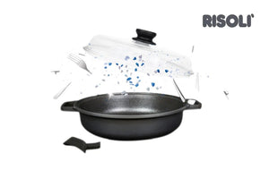 Risoli Skillet With Glass Lid & With 2 Handles Non - Stick Coating (00099BP/36PN) - iFoodservice Online