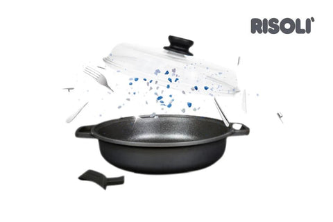 Risoli Skillet With Glass Lid & With 2 Handles Non - Stick Coating (00099BP/36PN) - iFoodservice Online