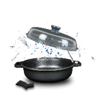 Risoli Skillet With Glass Lid & With 2 Handles Non - Stick Coating (00099BPIN/20) - iFoodservice Online