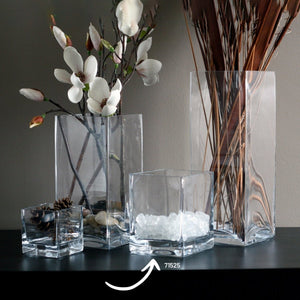 Turgla Decorative Senses 8" x 8" x h:8" Square Clear Glass Vase (Set of 6) (71525) - iFoodservice Online