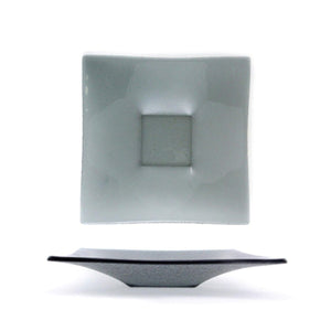 Turgla Fusion Glass Dinnerware 10.75" x 0.5" x h:1.5" 1 oz. Square Charcoal Glass Deep Plate, Set of 6 (02 - 329 - 27CHR) - iFoodservice Online