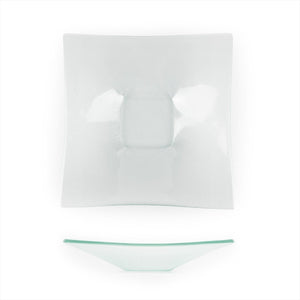Turgla Fusion Glass Dinnerware 10.75" x 0.5" x h:1.5" 1 oz. Square Clear Glass Deep Plate, Set of 6 (02 - 329 - 27CLR) - iFoodservice Online