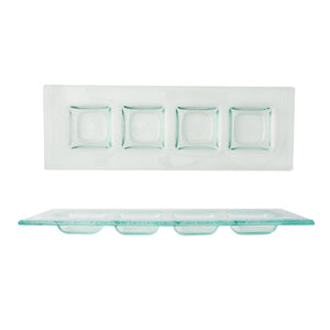 Turgla Fusion Glass Dinnerware 11.75" x 4" Rectangular Clear Glass Sectional Plate, Set of 12 (06 - 001 - 30CLR) - iFoodservice Online