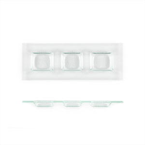 Turgla Fusion Glass Dinnerware 12.25" x 4" Rectangular Clear Glass Sectional Plate, Set of 12 (06 - 016 - 31CLR) - iFoodservice Online