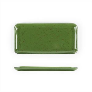 Turgla Fusion Glass Dinnerware 12.25" x 6" x h:1" Rectangular Basil Glass Platter, Set of 6 (01 - 018 - 31BSL) - iFoodservice Online