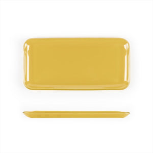 Turgla Fusion Glass Dinnerware 12.25" x 6" x h:1" Rectangular Turmeric Glass Platter, Set of 6 (01 - 018 - 31TRM) - iFoodservice Online