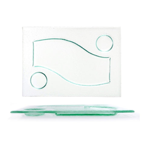 Turgla Fusion Glass Dinnerware 12.25" x 8.75" Rectangular Clear Glass Sectional Plate, Set of 12 (06 - 655 - 31CLR) - iFoodservice Online
