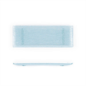 Turgla Fusion Glass Dinnerware 13.75" x 5" x h:0.5" Rectangular Blue Glass Platter, Set of 12 (01 - 017 - 35BBL) - iFoodservice Online