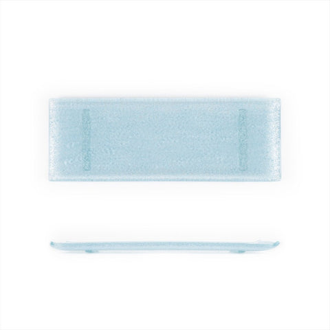 Turgla Fusion Glass Dinnerware 13.75" x 5" x h:0.5" Rectangular Blue Glass Platter, Set of 12 (01 - 017 - 35BBL) - iFoodservice Online
