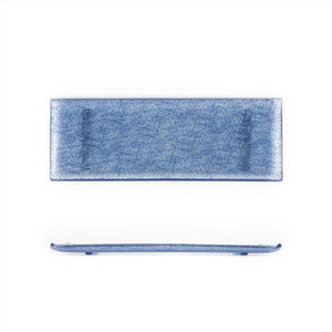 Turgla Fusion Glass Dinnerware 13.75" x 5" x h:0.5" Rectangular Blue Glass Platter, Set of 12 (01 - 017 - 35CBL) - iFoodservice Online