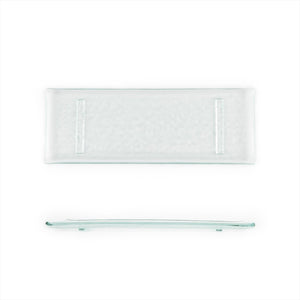 Turgla Fusion Glass Dinnerware 13.75" x 5" x h:0.5" Rectangular Clear Glass Platter, Set of 12 (01 - 017 - 35CLR) - iFoodservice Online