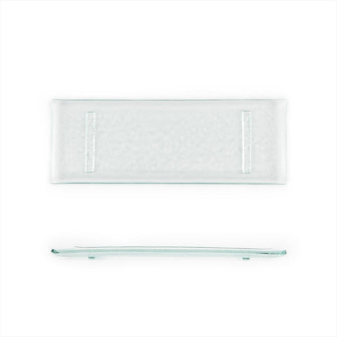 Turgla Fusion Glass Dinnerware 13.75" x 5" x h:0.5" Rectangular Clear Glass Platter, Set of 12 (01 - 017 - 35CLR) - iFoodservice Online