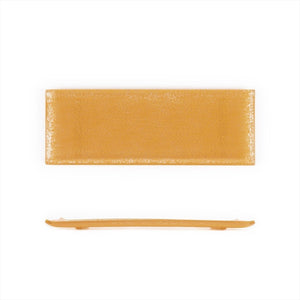Turgla Fusion Glass Dinnerware 13.75" x 5" x h:0.5" Rectangular Orange Glass Platter, Set of 12 (01 - 017 - 35ORG) - iFoodservice Online