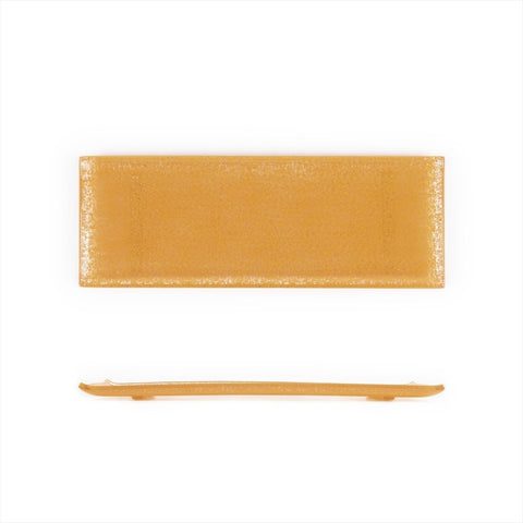 Turgla Fusion Glass Dinnerware 13.75" x 5" x h:0.5" Rectangular Orange Glass Platter, Set of 12 (01 - 017 - 35ORG) - iFoodservice Online