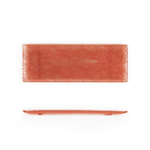 Turgla Fusion Glass Dinnerware 13.75" x 5" x h:0.5" Rectangular Red Glass Platter, Set of 12 (01 - 017 - 35RED) - iFoodservice Online