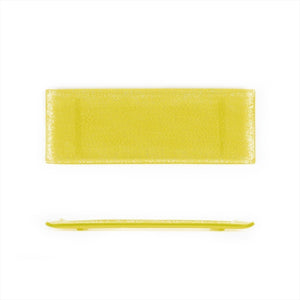 Turgla Fusion Glass Dinnerware 13.75" x 5" x h:0.5" Rectangular Yellow Glass Platter, Set of 12 (01 - 017 - 35YLW) - iFoodservice Online