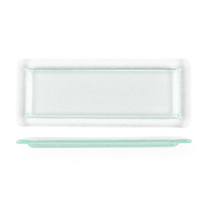 Turgla Fusion Glass Dinnerware 17.75" x 10" x h:0.75" Rectangular Clear Glass Platter, Set of 3 (01 - 013 - 45CLR) - iFoodservice Online