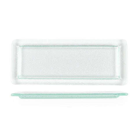 Turgla Fusion Glass Dinnerware 17.75" x 10" x h:0.75" Rectangular Clear Glass Platter, Set of 3 (01 - 013 - 45CLR) - iFoodservice Online