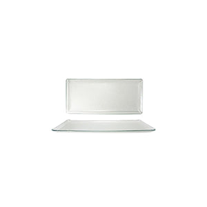 Turgla Fusion Glass Dinnerware 18" x 8" x h:1" Rectangular Clear Glass Platter, Set of 3 (01 - 455 - 45CLR) - iFoodservice Online