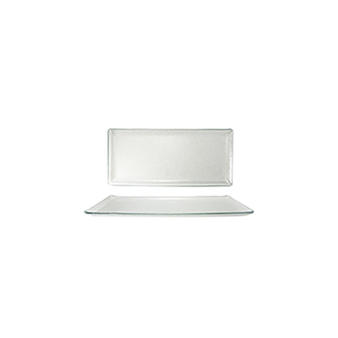 Turgla Fusion Glass Dinnerware 18" x 8" x h:1" Rectangular Clear Glass Platter, Set of 3 (01 - 455 - 45CLR) - iFoodservice Online