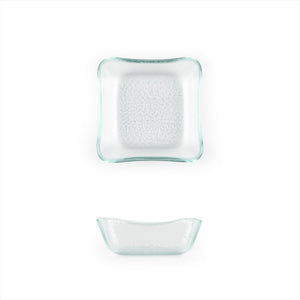 Turgla Fusion Glass Dinnerware 3.5" x 3.5" x h:1.25" 3 oz. Square Clear Glass Deep Plate, Set of 24 (02 - 359 - 11CLR) - iFoodservice Online