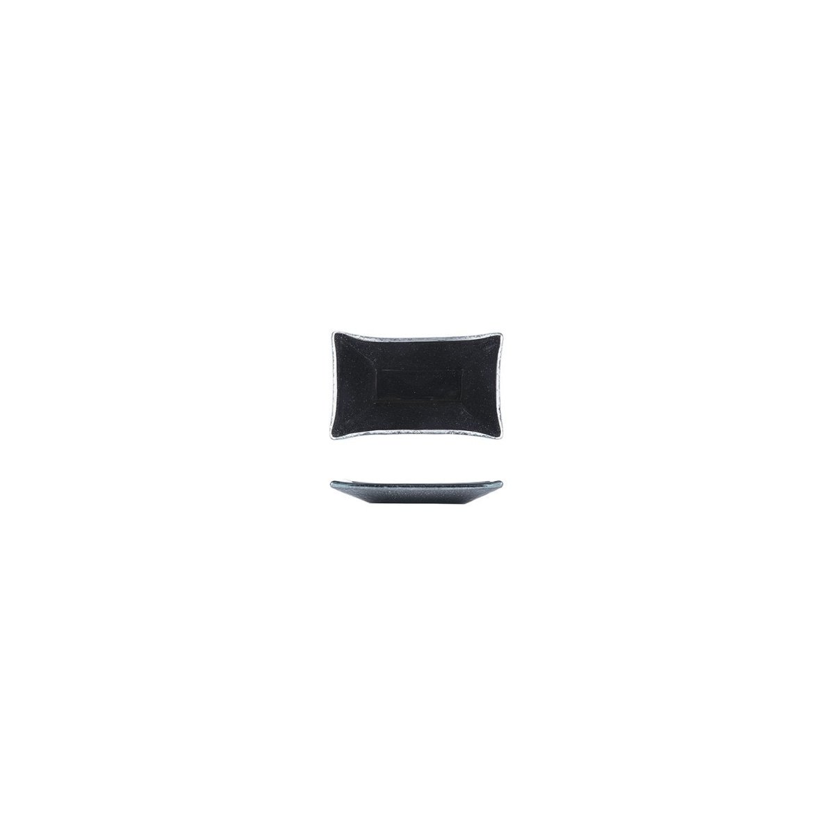 Turgla Fusion Glass Dinnerware 4.25" x 2.5" x h:0.5" 1 oz. Rectangular Black Glass Ramekin, Set of 24 (10 - 034 - 11BLK) - iFoodservice Online