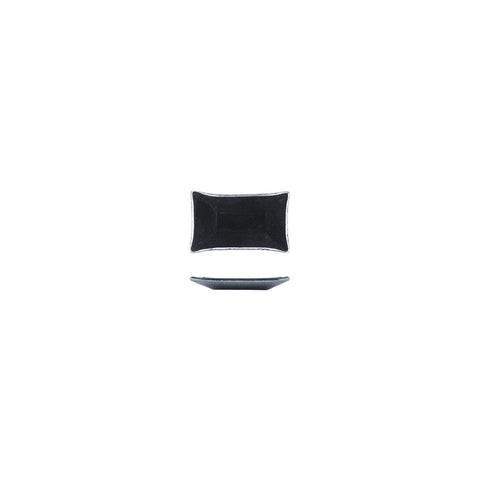 Turgla Fusion Glass Dinnerware 4.25" x 2.5" x h:0.5" 1 oz. Rectangular Black Glass Ramekin, Set of 24 (10 - 034 - 11BLK) - iFoodservice Online