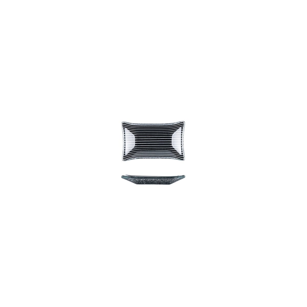 Turgla Fusion Glass Dinnerware 4.25" x 2.5" x h:0.5" 1 oz. Rectangular Black Glass Ramekin, Set of 24 (10 - 036 - 11BLK) - iFoodservice Online