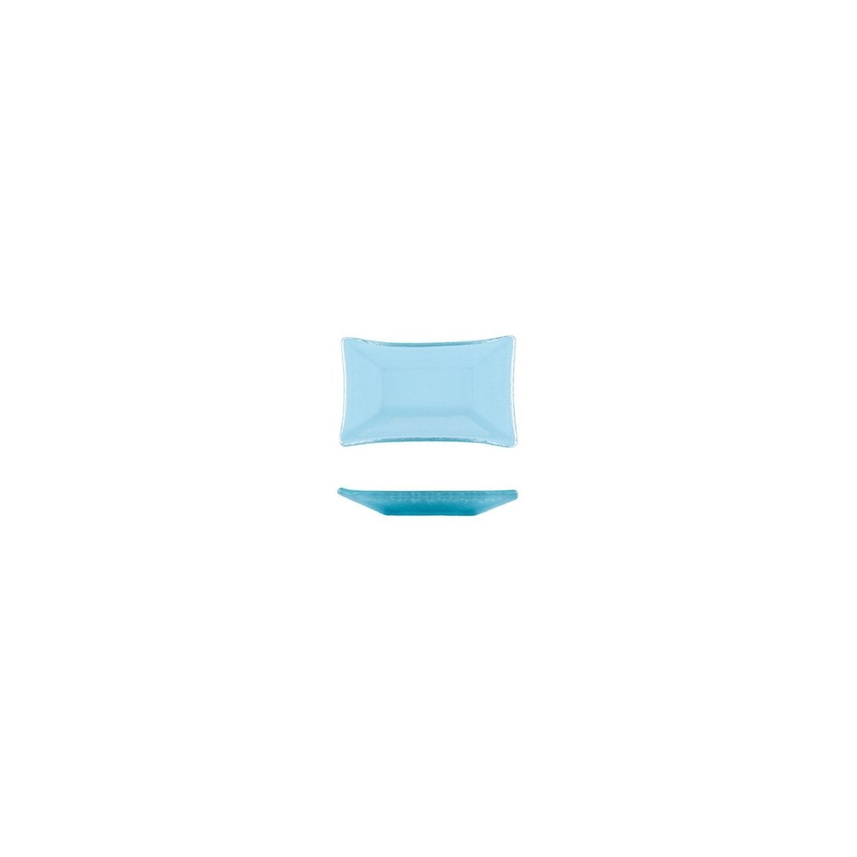 Turgla Fusion Glass Dinnerware 4.25" x 2.5" x h:0.5" 1 oz. Rectangular Blue Glass Ramekin, Set of 24 (10 - 034 - 11BBL) - iFoodservice Online