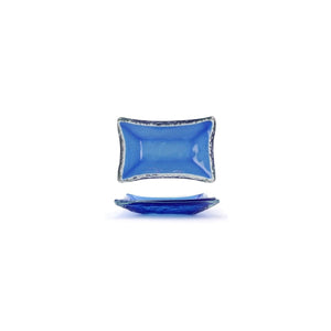 Turgla Fusion Glass Dinnerware 4.25" x 2.5" x h:0.5" 1 oz. Rectangular Blue Glass Ramekin, Set of 24 (10 - 034 - 11CBL) - iFoodservice Online