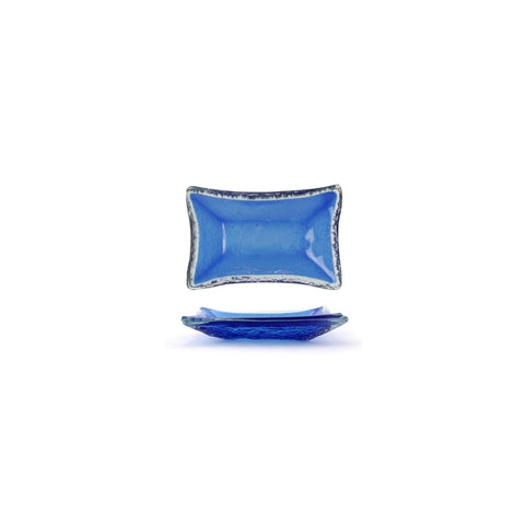 Turgla Fusion Glass Dinnerware 4.25" x 2.5" x h:0.5" 1 oz. Rectangular Blue Glass Ramekin, Set of 24 (10 - 034 - 11CBL) - iFoodservice Online