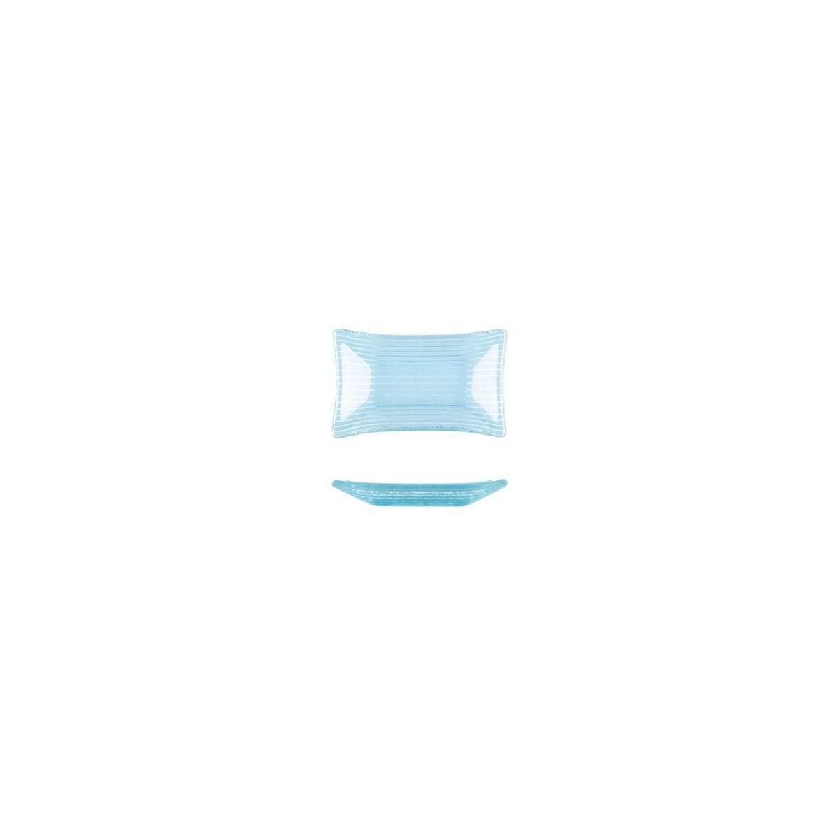 Turgla Fusion Glass Dinnerware 4.25" x 2.5" x h:0.5" 1 oz. Rectangular Blue Glass Ramekin, Set of 24 (10 - 036 - 11BBL) - iFoodservice Online