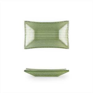 Turgla Fusion Glass Dinnerware 4.25" x 2.5" x h:0.5" 1 oz. Rectangular Green Glass Ramekin, Set of 24 (10 - 036 - 11GRN) - iFoodservice Online