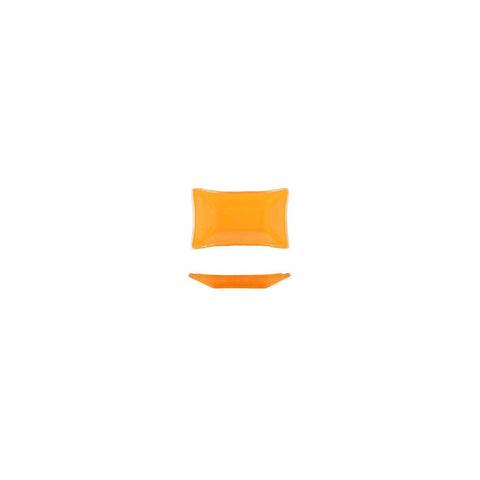 Turgla Fusion Glass Dinnerware 4.25" x 2.5" x h:0.5" 1 oz. Rectangular Orange Glass Ramekin, Set of 24 (10 - 034 - 11ORG) - iFoodservice Online