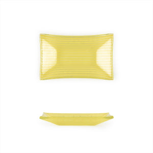 Turgla Fusion Glass Dinnerware 4.25" x 2.5" x h:0.5" 1 oz. Rectangular Yellow Glass Ramekin, Set of 24 (10 - 036 - 11YLW) - iFoodservice Online