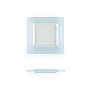 Turgla Fusion Glass Dinnerware 6" x 6" Square Blue Glass Plate, Set of 12 (02 - 032 - 15BBLCLR) - iFoodservice Online