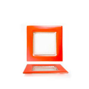 Turgla Fusion Glass Dinnerware 6" x 6" Square Orange Glass Plate, Set of 12 (02 - 032 - 15ORGCLR) - iFoodservice Online