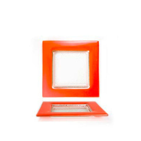 Turgla Fusion Glass Dinnerware 6" x 6" Square Orange Glass Plate, Set of 12 (02 - 032 - 15ORGCLR) - iFoodservice Online
