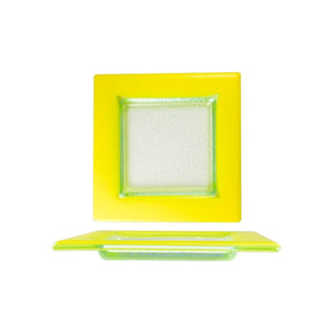 Turgla Fusion Glass Dinnerware 6" x 6" Square Yellow Glass Plate, Set of 12 (02 - 032 - 15YLWCLR) - iFoodservice Online