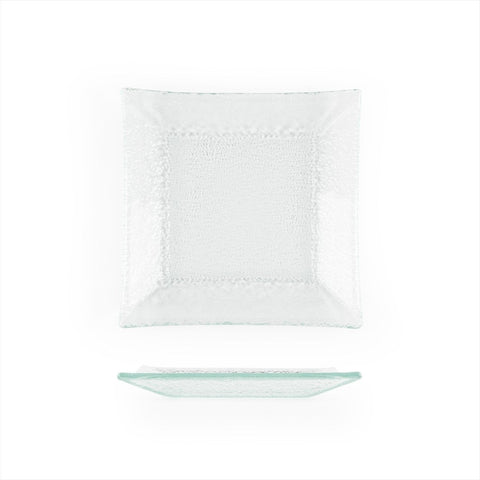 Turgla Fusion Glass Dinnerware 6.25" x 6" Square Clear Glass Plate, Set of 12 (02 - 351 - 16CLR) - iFoodservice Online