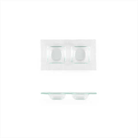 Turgla Fusion Glass Dinnerware 7" x 4" Rectangular Clear Glass Sectional Plate, Set of 12 (06 - 020 - 18CLR) - iFoodservice Online