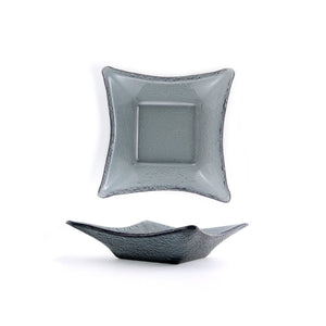 Turgla Fusion Glass Dinnerware 7.5" x 7.5" x h:2" 15 oz. Square Charcoal Glass Deep Plate, Set of 12 (02 - 358 - 20CHR) - iFoodservice Online