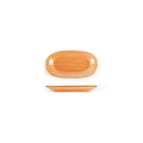 Turgla Fusion Glass Dinnerware 7.75" x 4.25" x h:0.5" Oval Orange Glass Platter, Set of 12 (10 - 210 - 20ORG) - iFoodservice Online