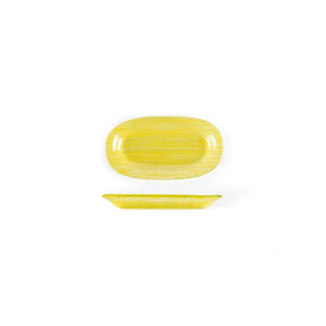 Turgla Fusion Glass Dinnerware 7.75" x 4.25" x h:0.5" Oval Yellow Glass Platter, Set of 12 (10 - 210 - 20YLW) - iFoodservice Online