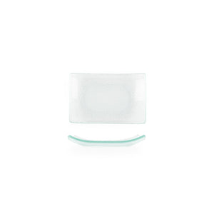 Turgla Fusion Glass Dinnerware 7.75" x 5" x h:0.75" Rectangular Clear Glass Platter, Set of 12 (01 - 015 - 20CLR) - iFoodservice Online