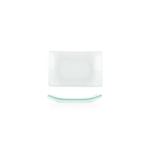 Turgla Fusion Glass Dinnerware 7.75" x 5" x h:0.75" Rectangular Clear Glass Platter, Set of 12 (01 - 015 - 20CLR) - iFoodservice Online