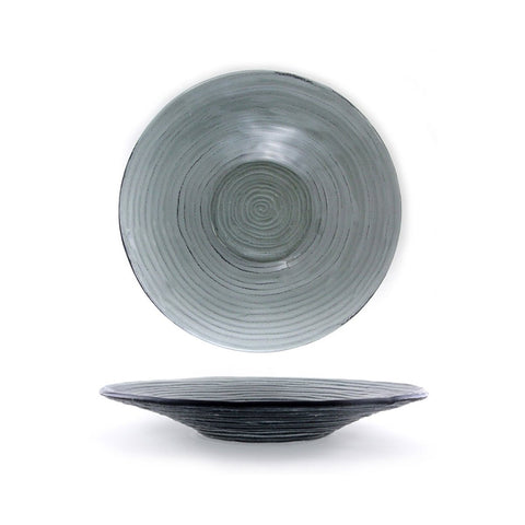 Turgla Fusion Glass Dinnerware dia.17.75" h:3" 4.5 qt. Round Charcoal Glass Bowl, Set of 2 (04 - 316 - 45CHR) - iFoodservice Online