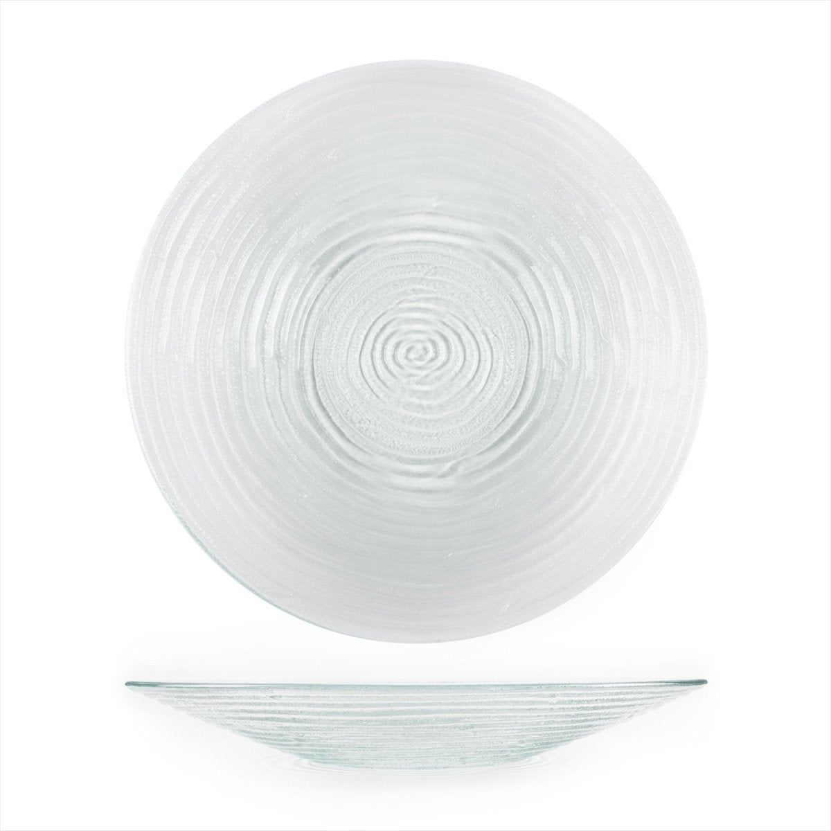Turgla Fusion Glass Dinnerware dia.17.75" h:3" 4.5 qt. Round Clear Glass Bowl, Set of 2 (04 - 316 - 45CLR) - iFoodservice Online