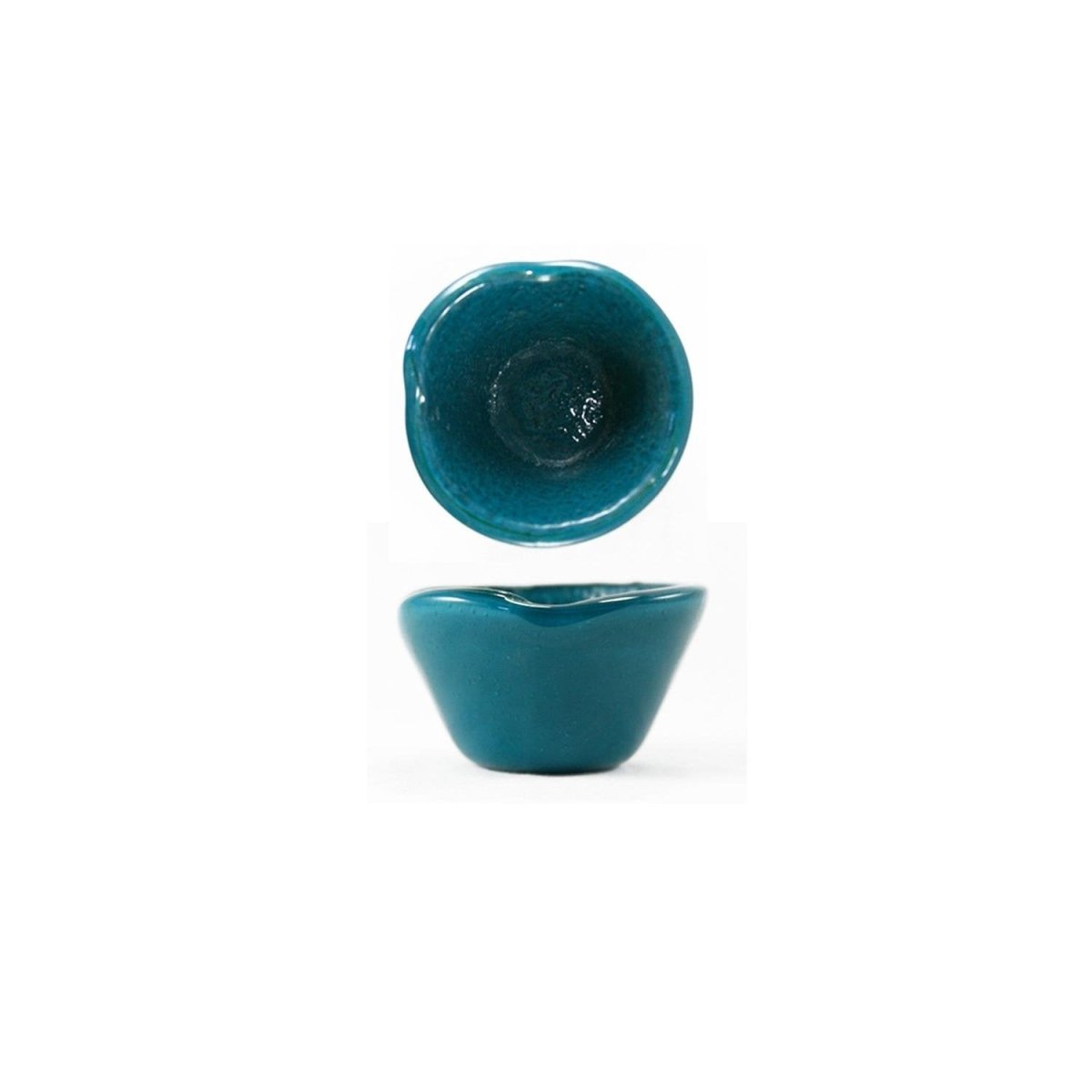 Turgla Fusion Glass Dinnerware dia.3.25" h:2" 4 oz. Round Blue Glass Ramekin, Set of 24 (10 - 029 - 09TRQ) - iFoodservice Online