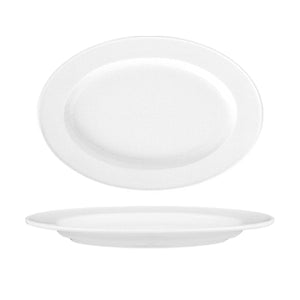 Turgla Porcelain Delta 11" x 7" x h:1" Oval White Porcelain Platter (Set of 6) (DO29KY00) - iFoodservice Online